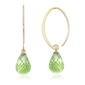 14k Yellow Gold Peridot Briolet Earrings