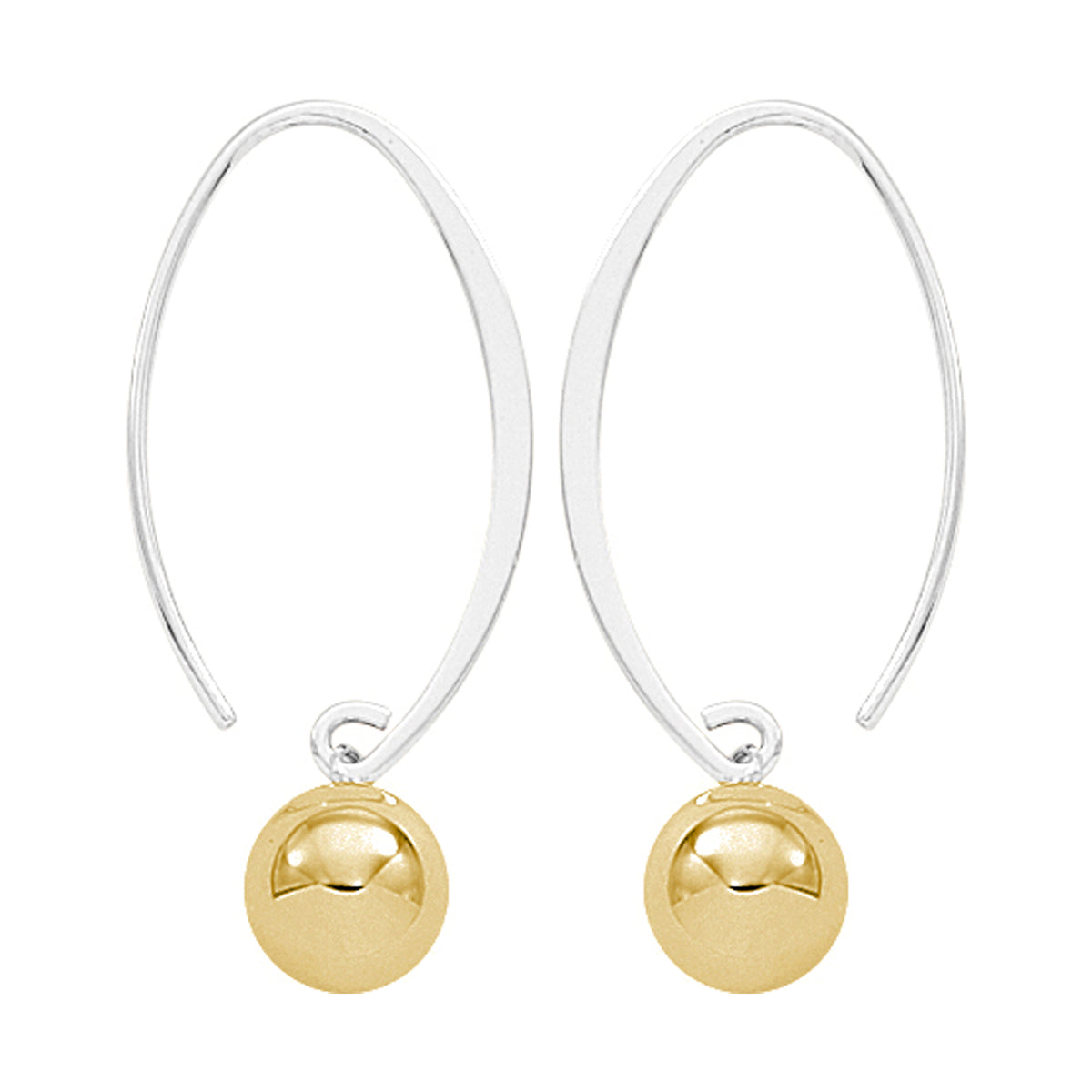Sterling Silver and 14k Yellow Gold Ball Earrings