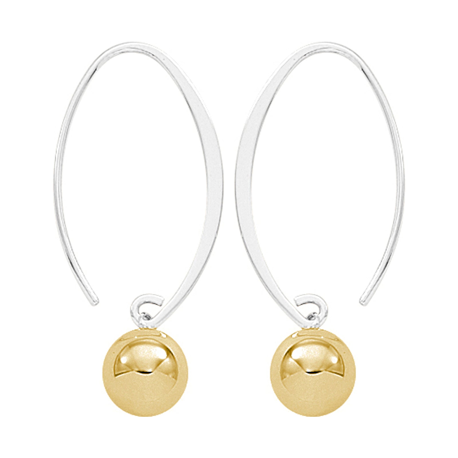 Sterling Silver and 14k Yellow Gold Ball Earrings