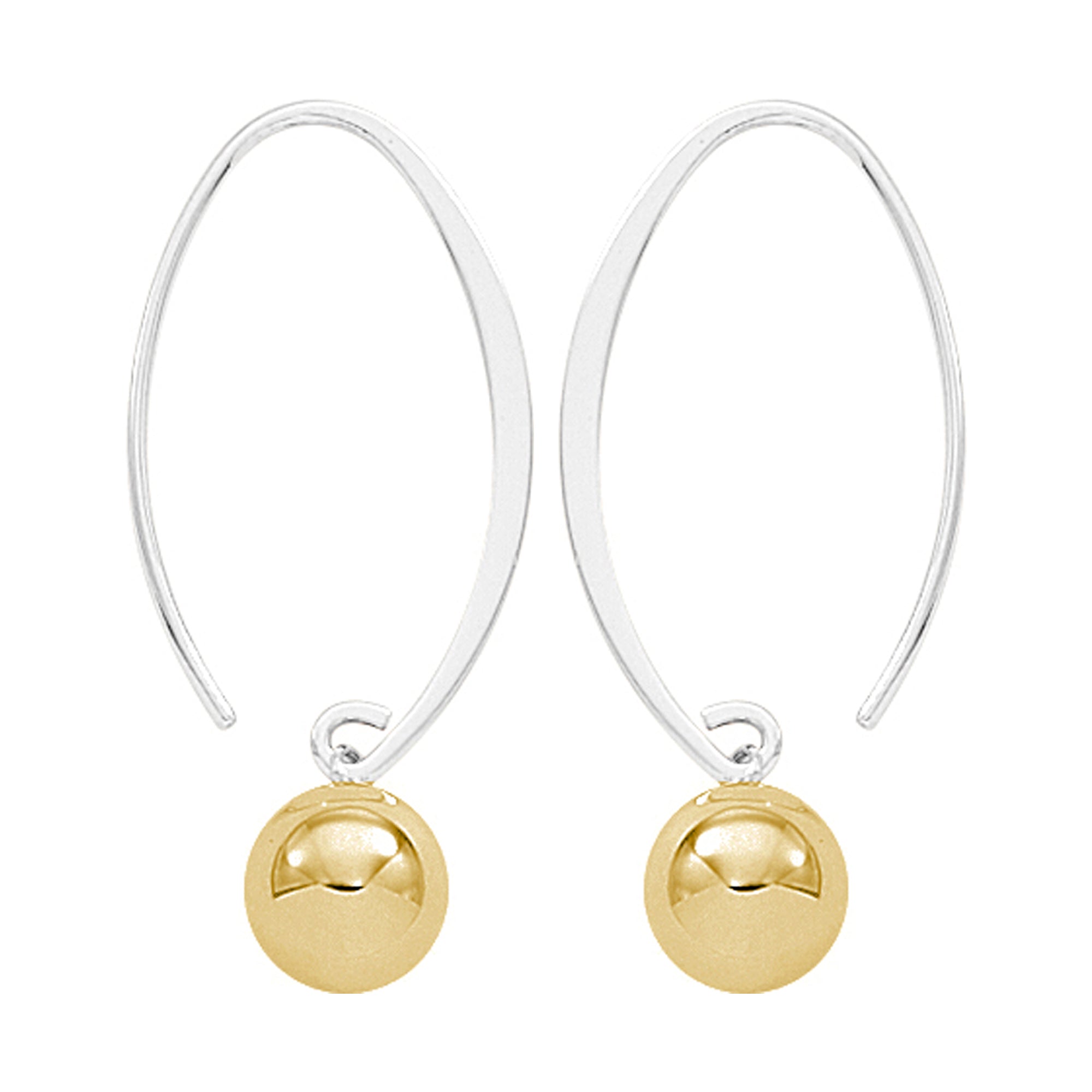 Sterling Silver and 14k Yellow Gold Ball Earrings