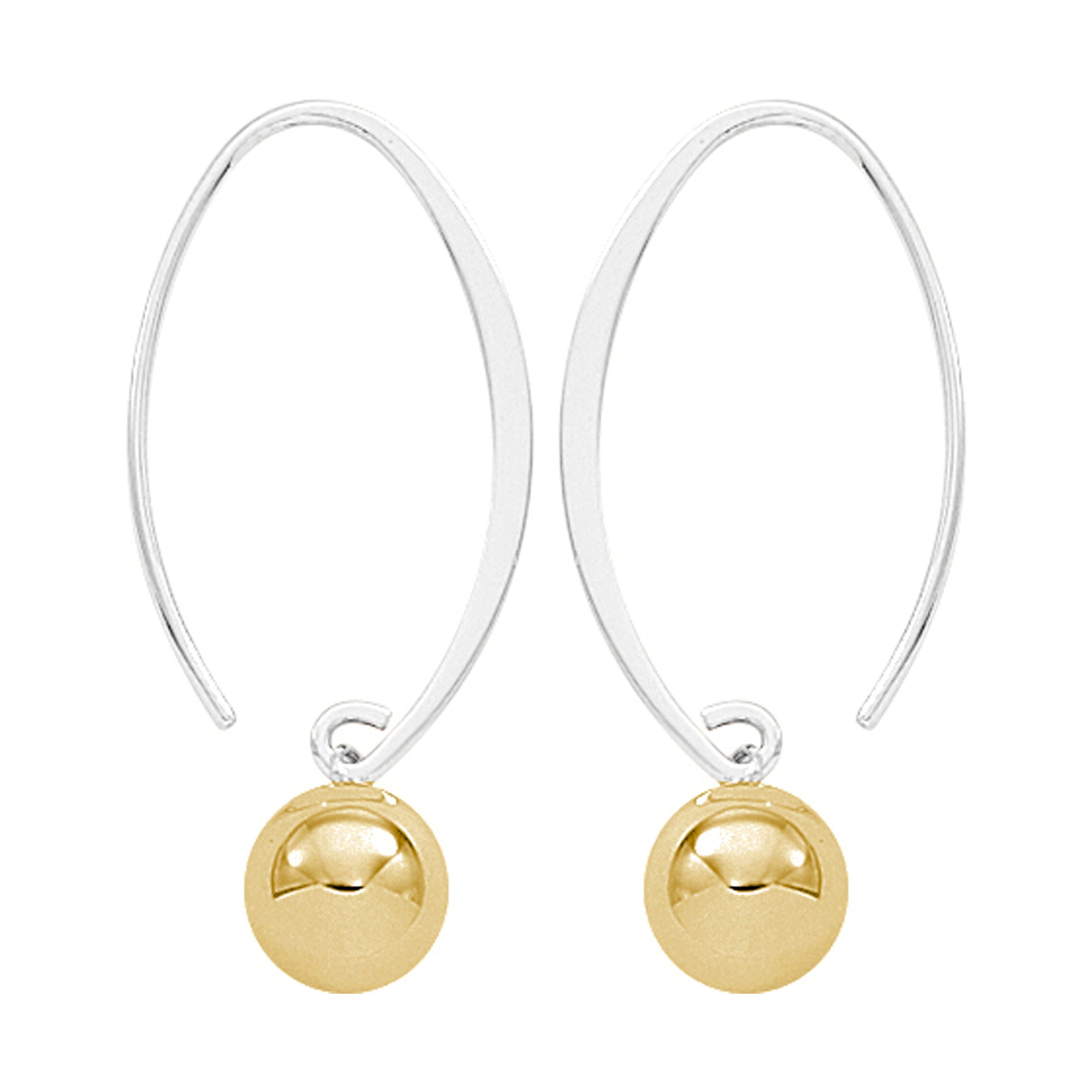 Sterling Silver and 14k Yellow Gold Ball Earrings