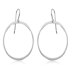 Sterling Silver Oval Drop Earrings