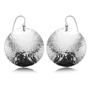 Sterling Silver Hammered Disc Earrings