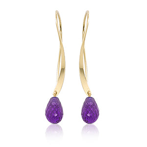 14k Yellow Gold Amethyst Earrings