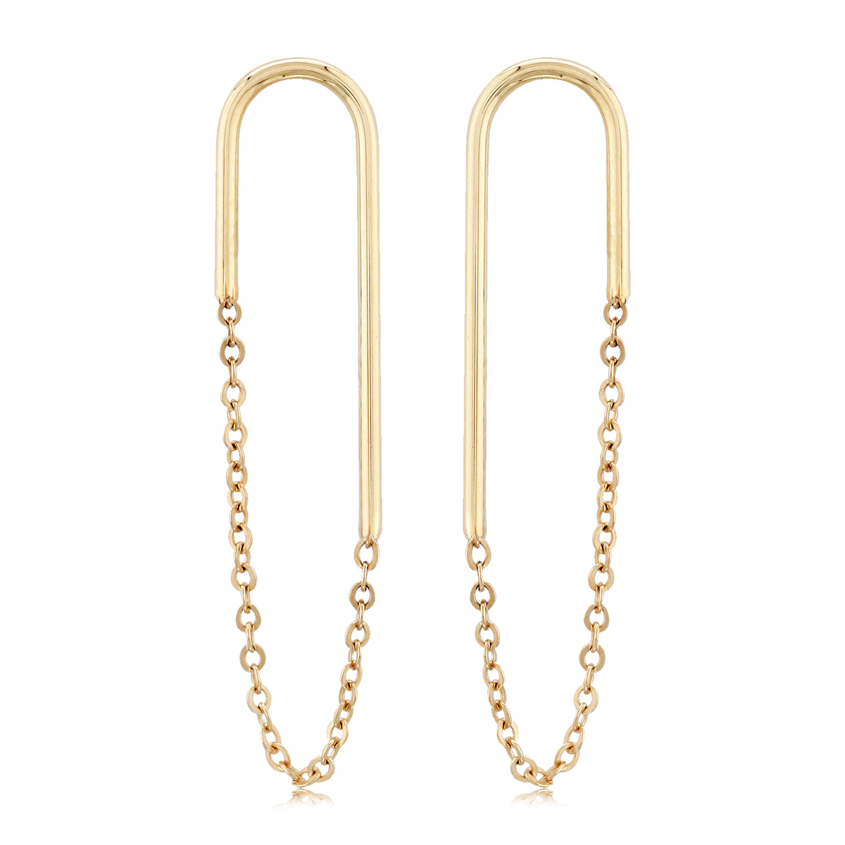 14k Yellow Gold Endless Oval Chain Earrings