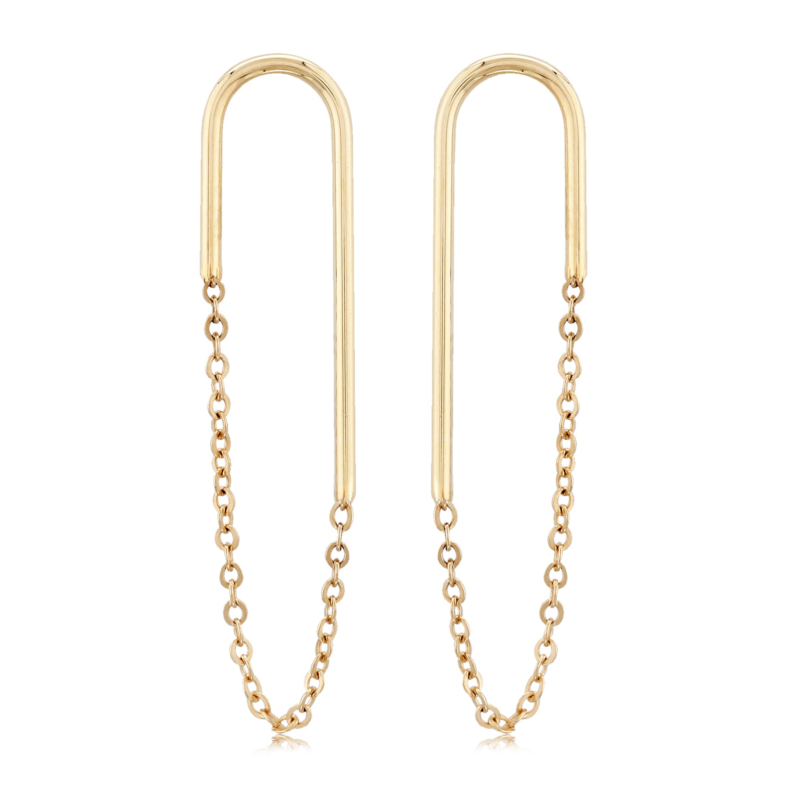 14k Yellow Gold Endless Oval Chain Earrings