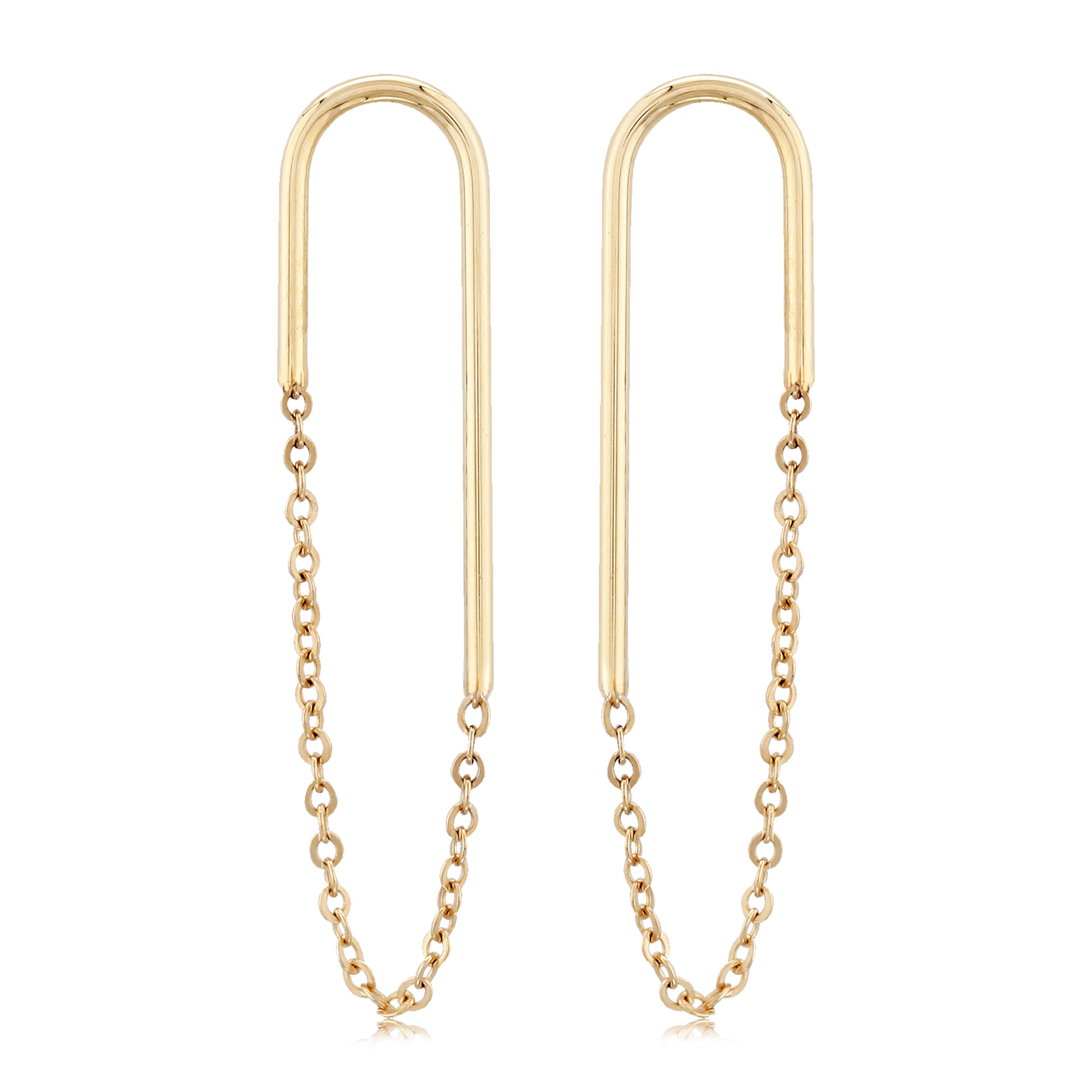 14k Yellow Gold Endless Oval Chain Earrings