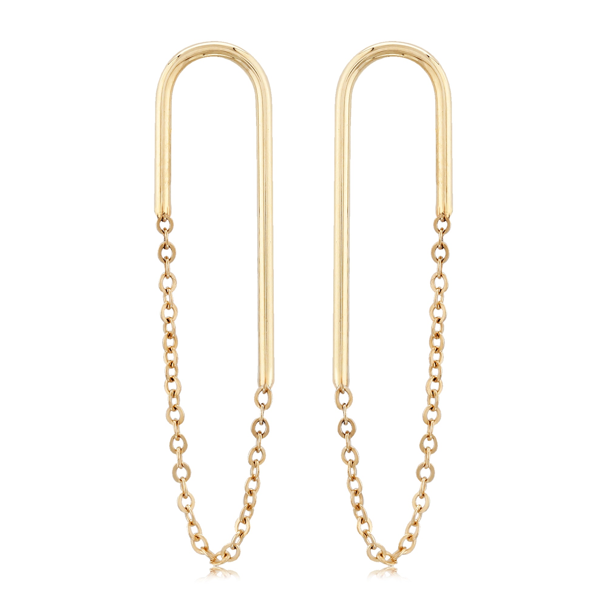 14k Yellow Gold Endless Oval Chain Earrings