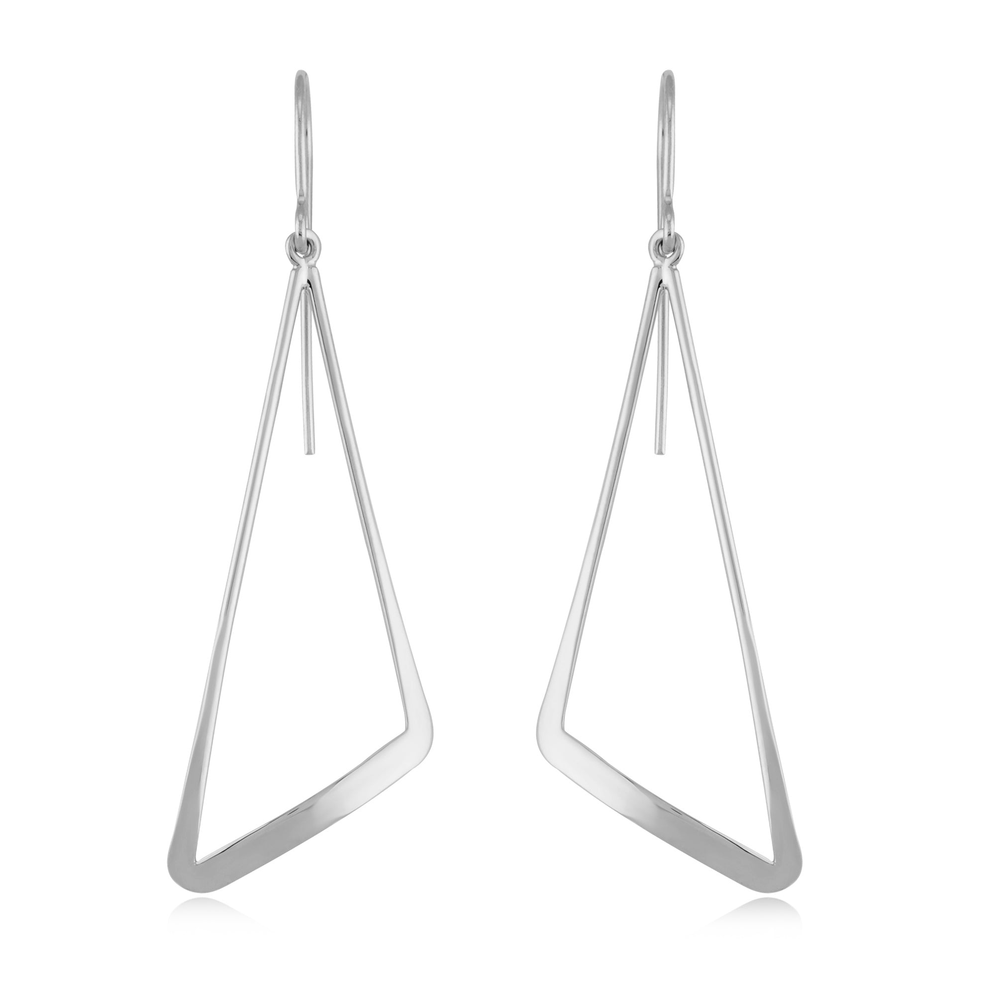 Sterling Silver Flat Triangle Drop Earrings