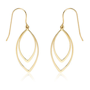 14k Yellow Gold Double Pointed Drop Earrings