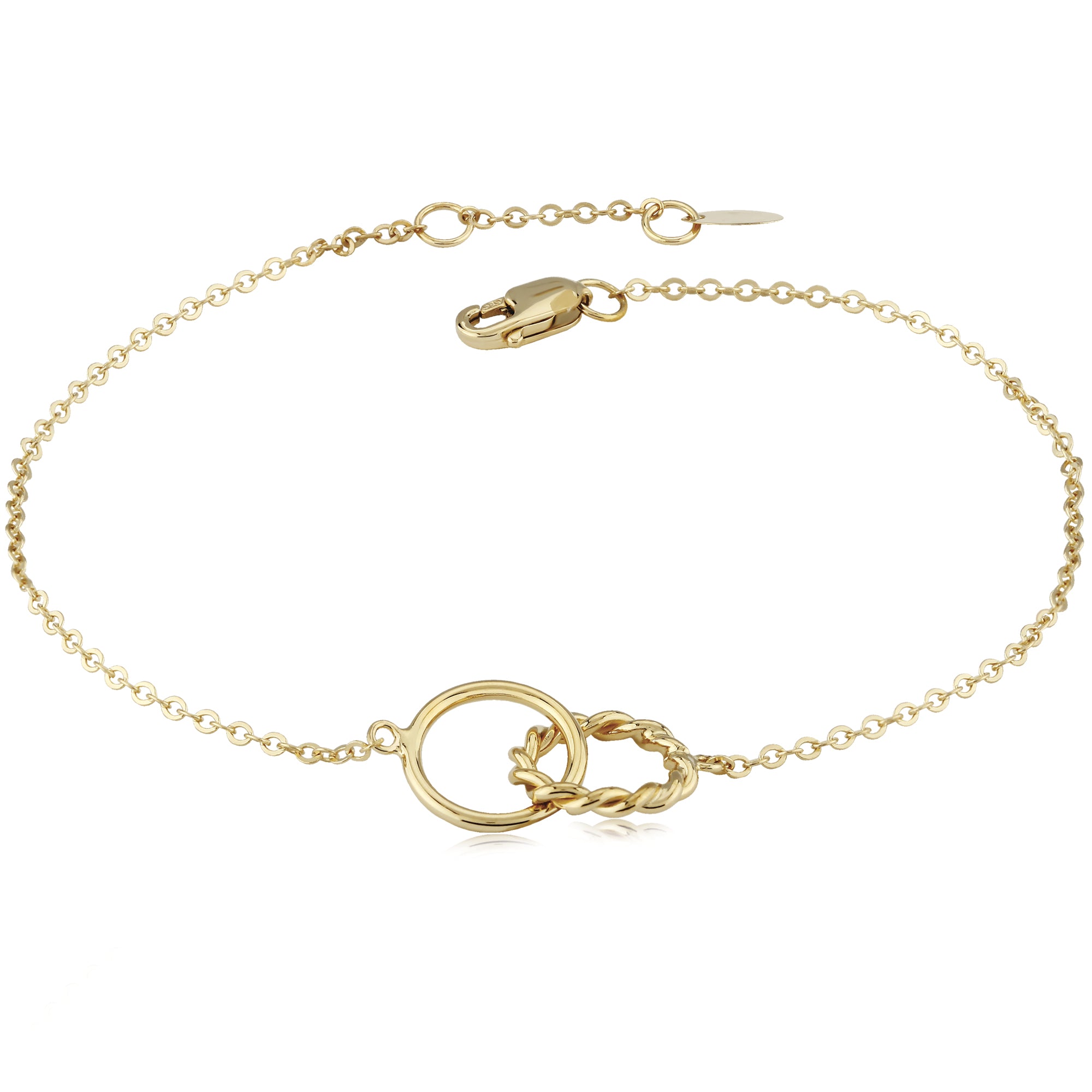 14k Yellow Gold Plain/Twist Ring Bracelet