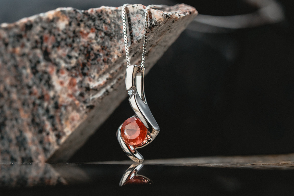 Sterling Silver Round Oregon Sunstone Drop Pendant