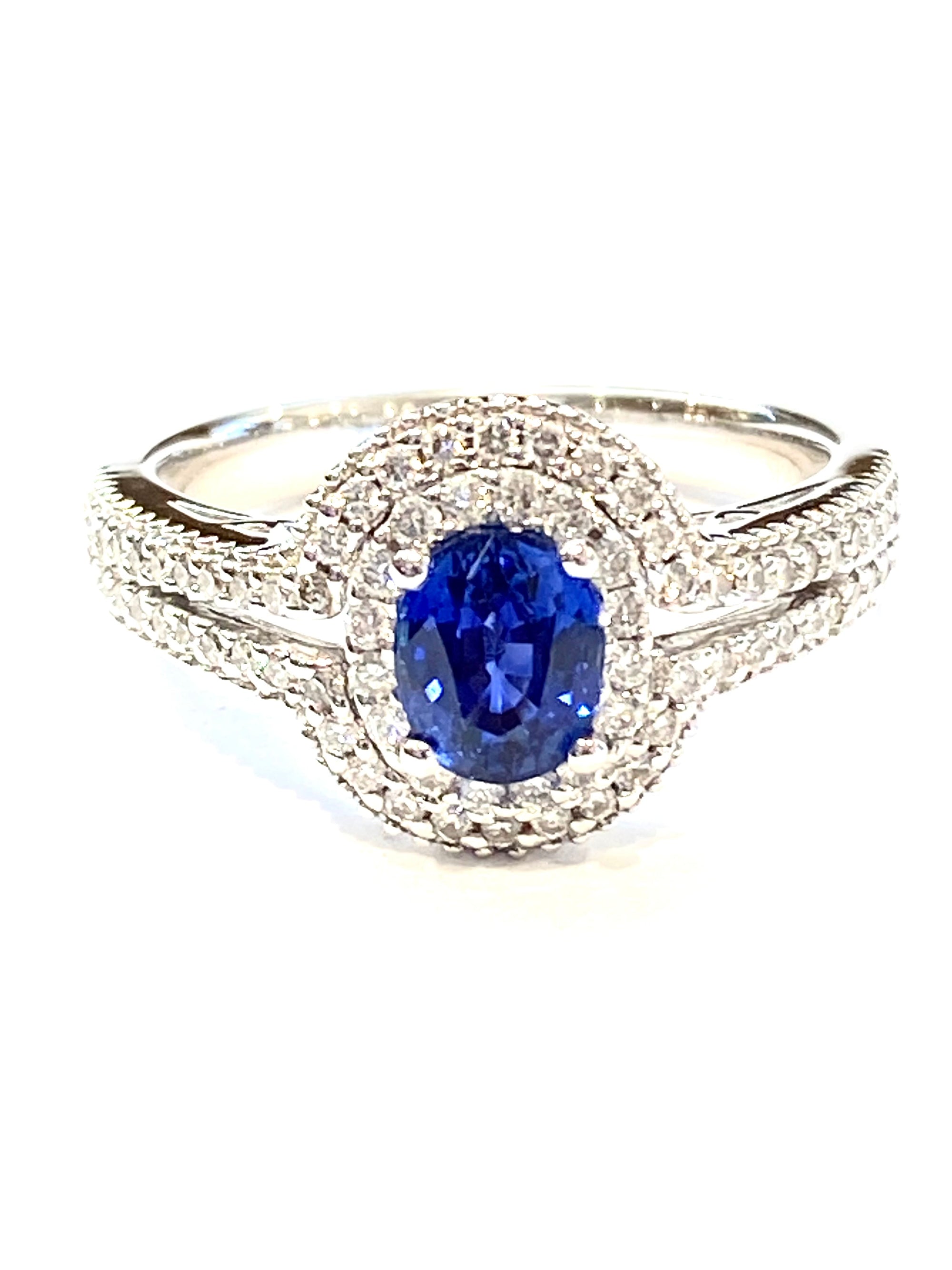 18k White Gold Sapphire and Diamond Ring