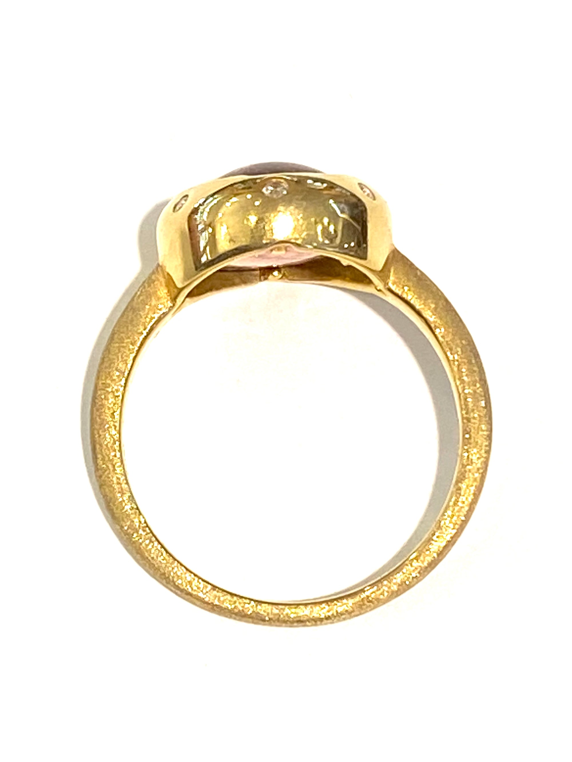 18k Yellow Gold Pink Tourmaline and Diamond Ring