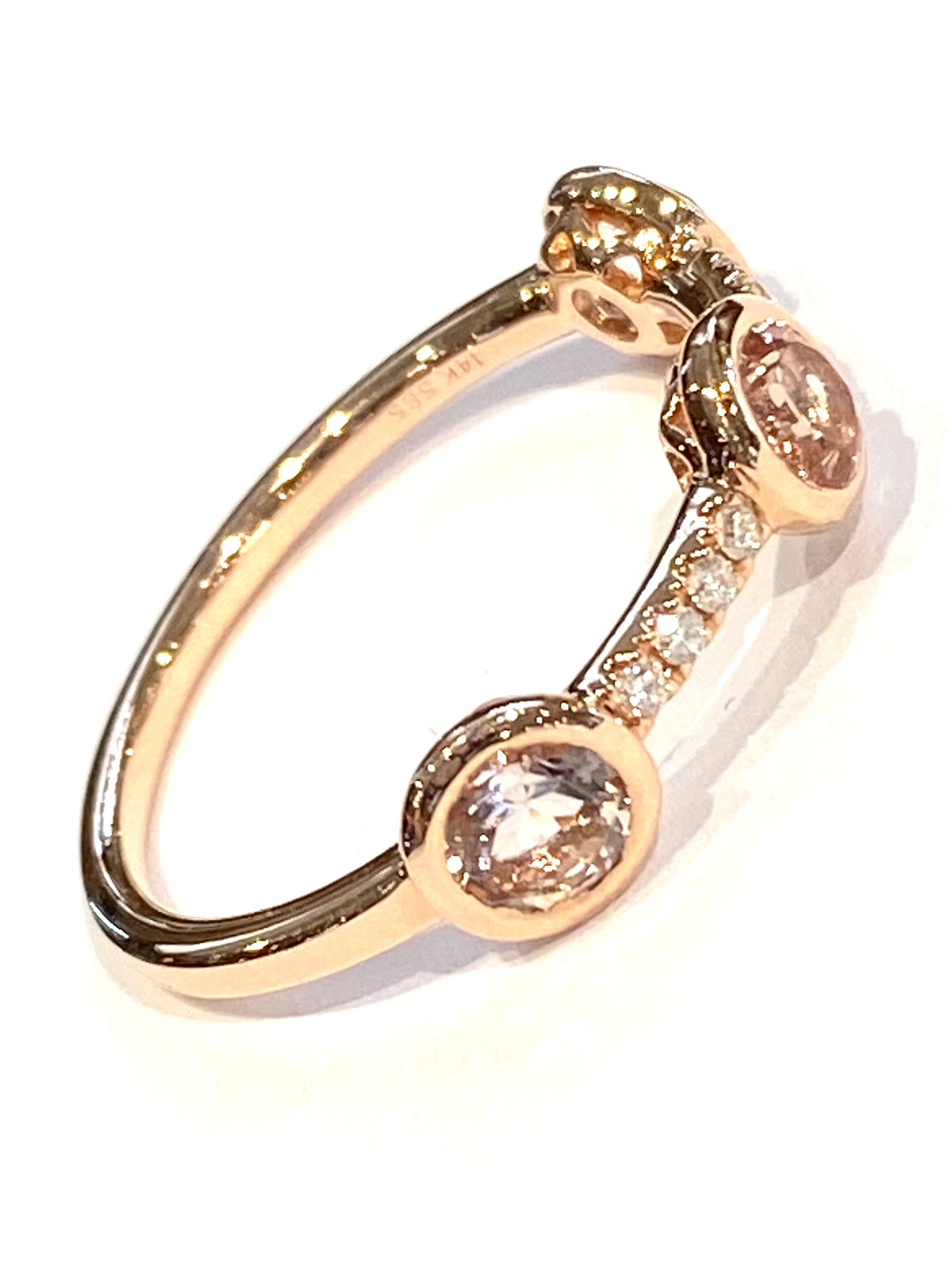 14k Rose Gold Morganite and Diamond Ring
