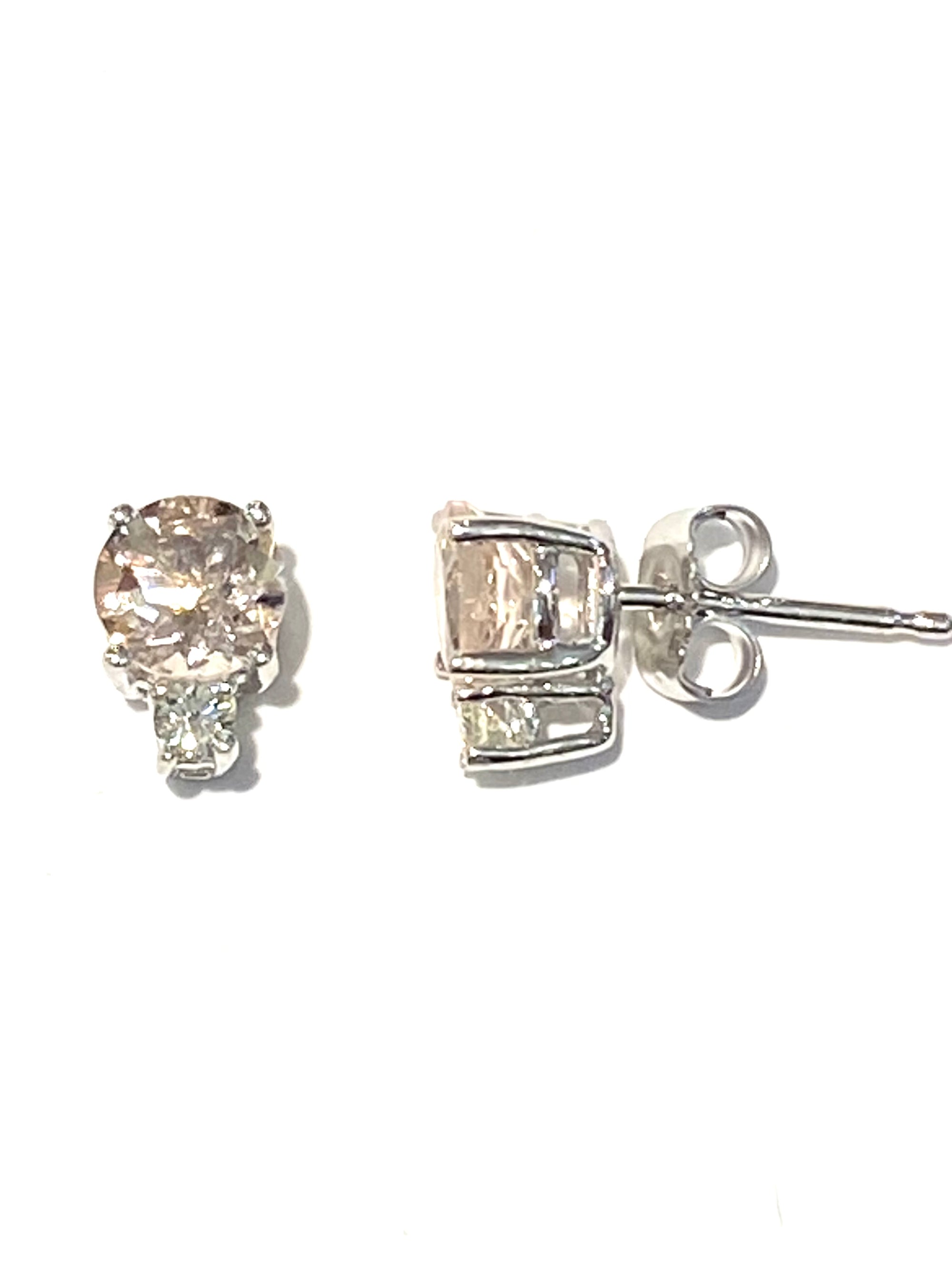 14k White Gold Morganite Earrings