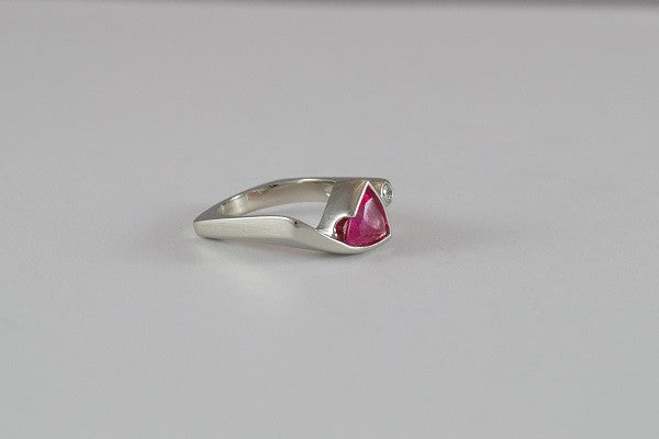 14k White Gold Pink Spinel and Diamond Ring
