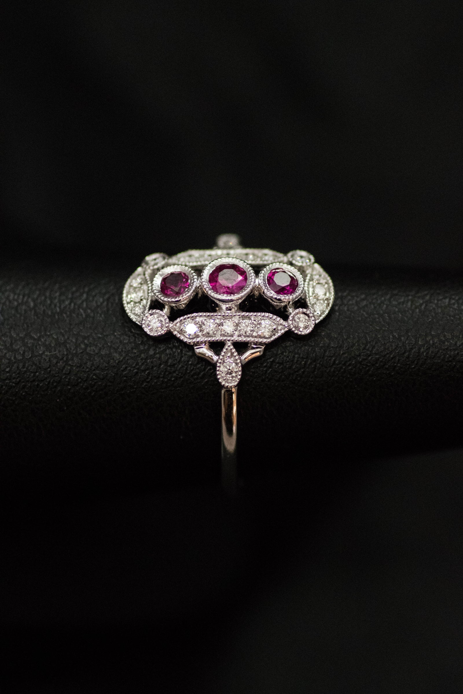 14k White Gold Ruby and Diamond Ring