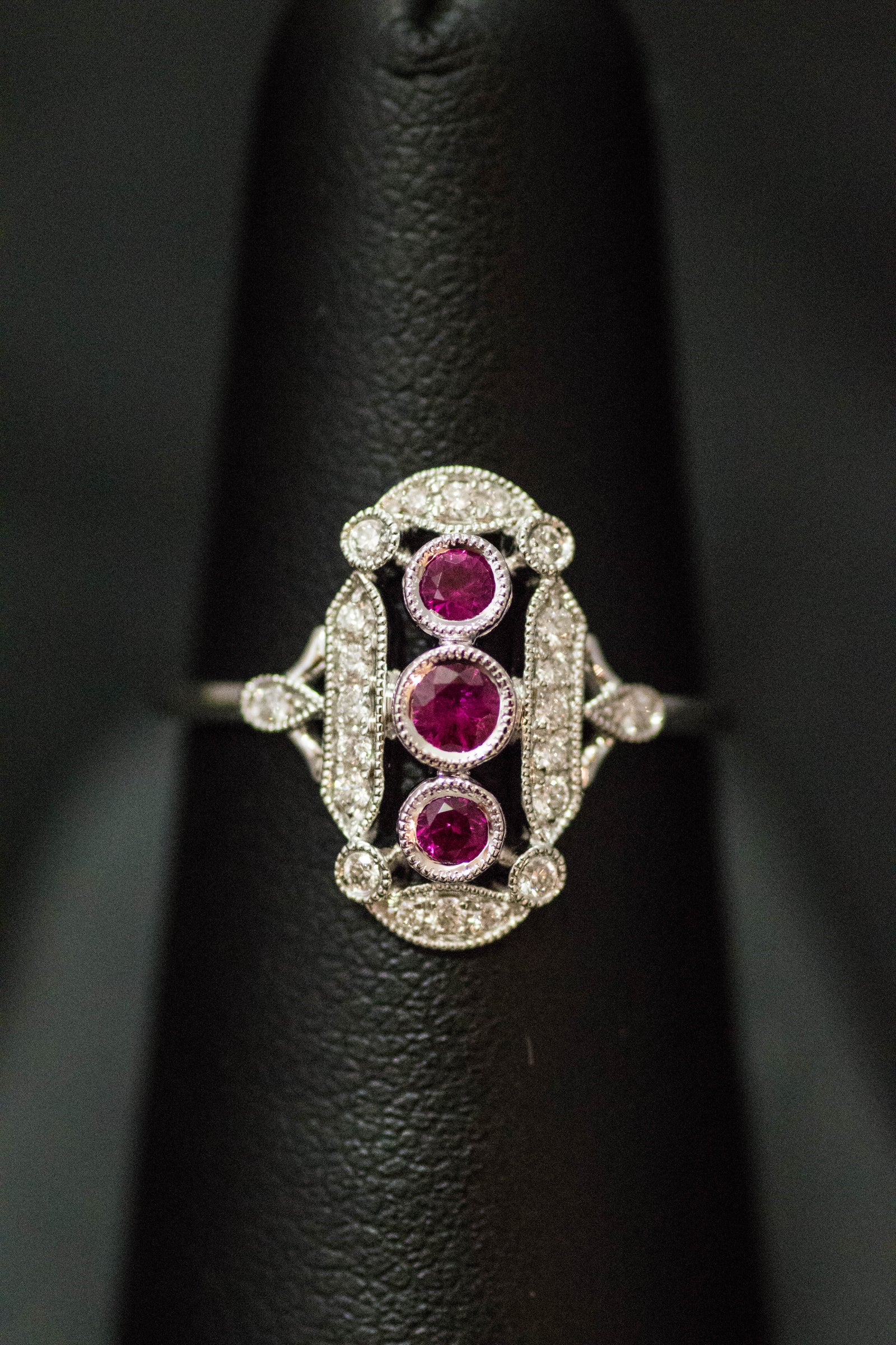 14k White Gold Ruby and Diamond Ring