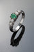 14k White Gold Emerald Cabochan and Diamond Ring
