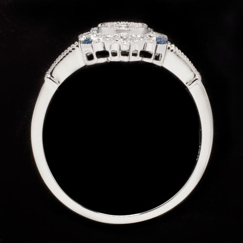 14k White Gold Art Deco Diamond and Sapphire Semi-Mount