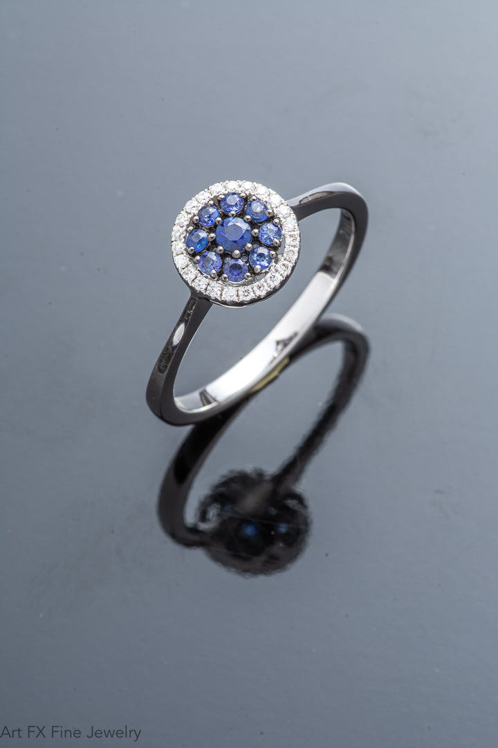 14k White Gold Sapphire and Diamond Ring