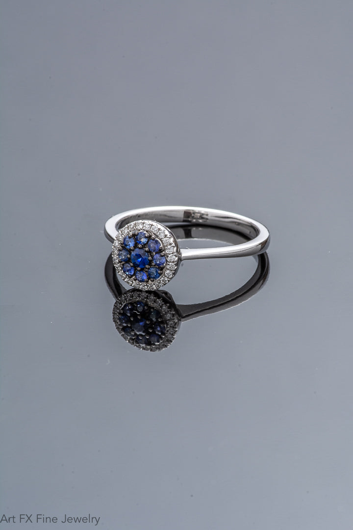 14k White Gold Sapphire and Diamond Ring