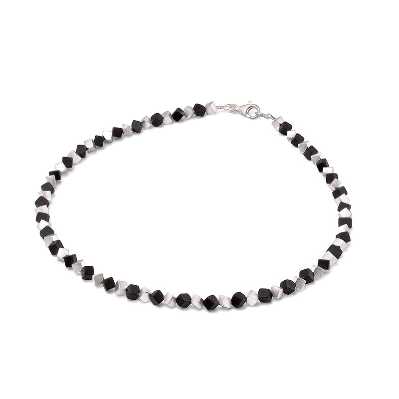Sterling and Onyx Cube Necklace