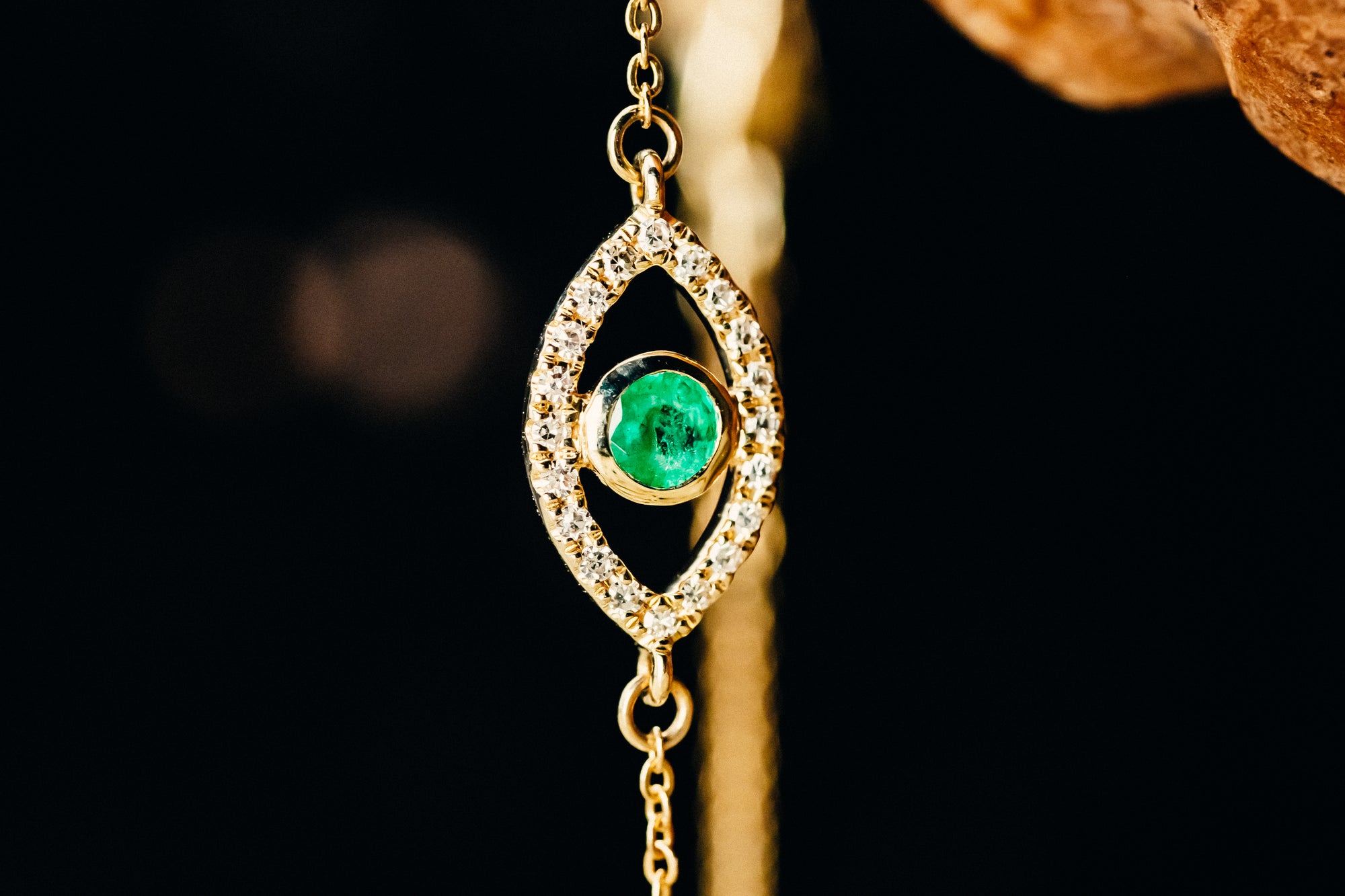 14k Yellow Gold Emerald and Diamond Bracelet