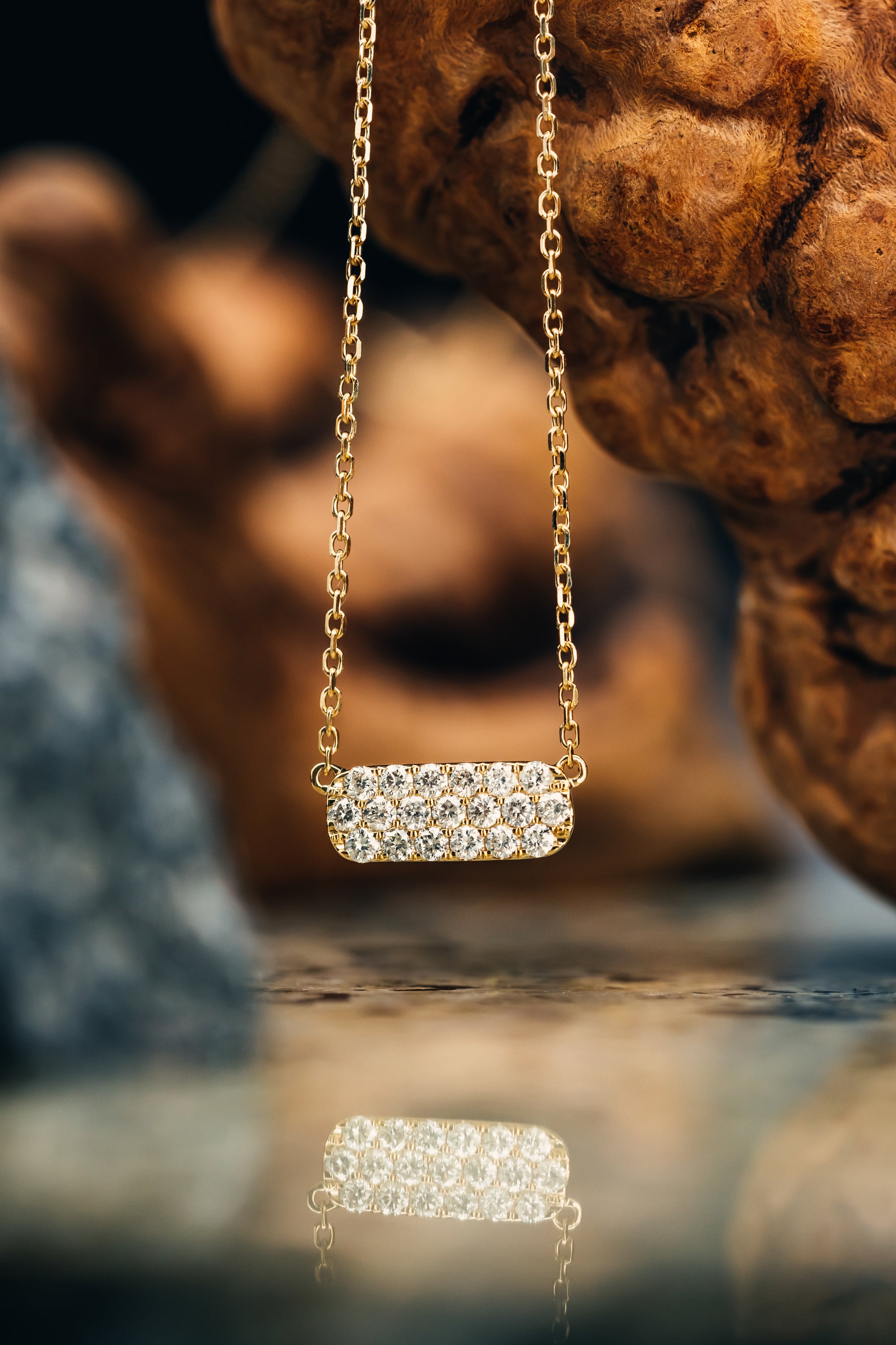 14k Yellow Gold Pave' Set Diamond Necklace