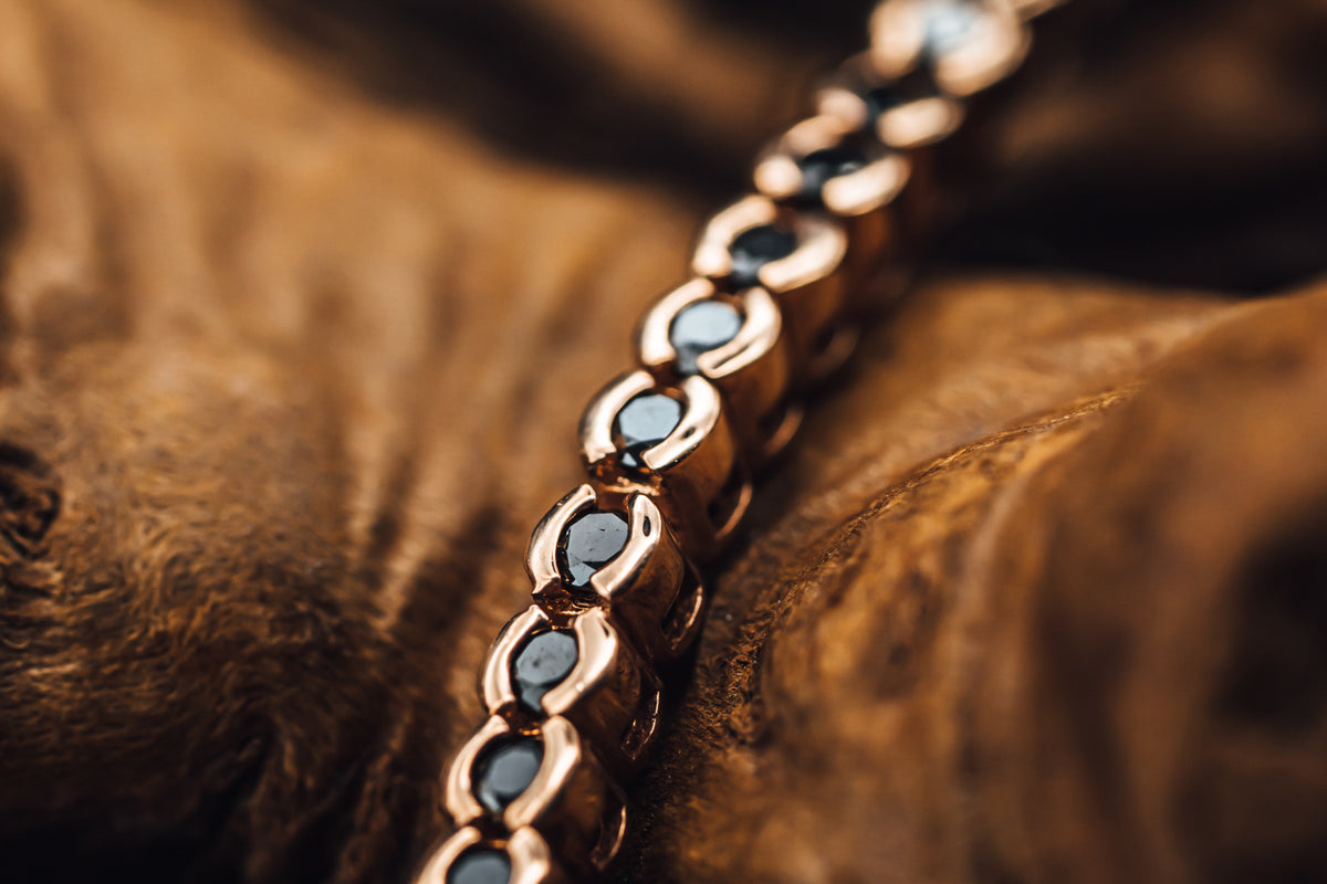 10k Rose Gold Black Diamond Tennis Bracelet