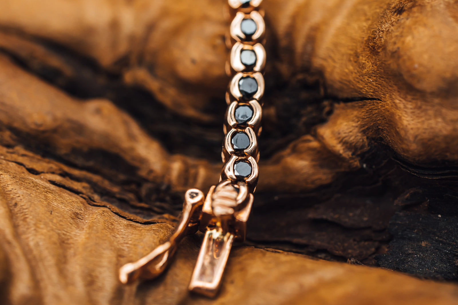 10k Rose Gold Black Diamond Tennis Bracelet