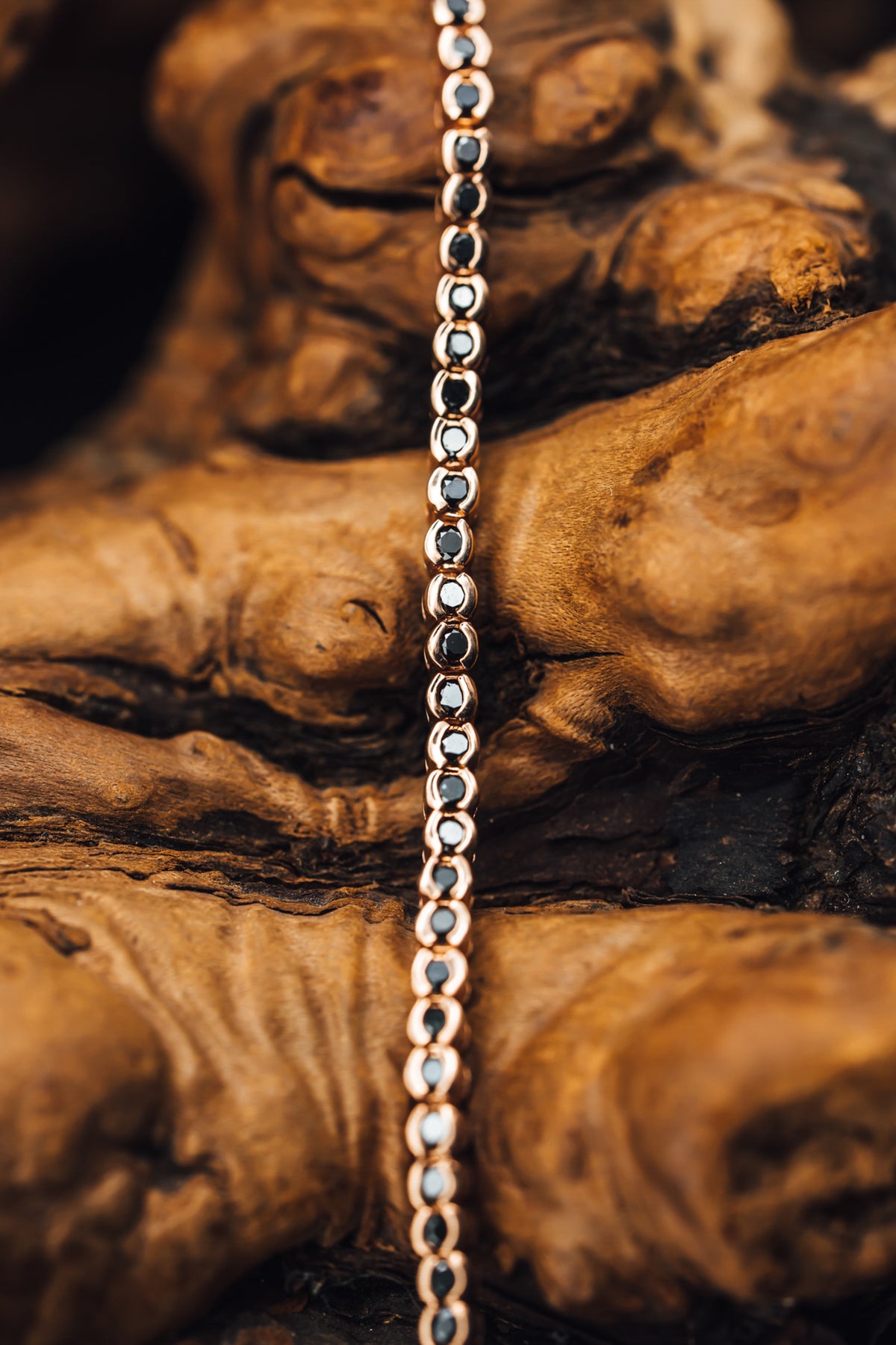 10k Rose Gold Black Diamond Tennis Bracelet