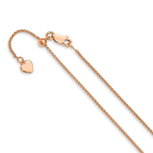 22" Sterling Silver 1.3mm Rose Gold Plated Wheat Chain