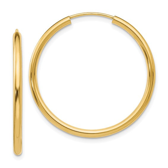 14k Yellow Gold Endless Hoop Earrings