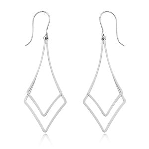 Sterling Silver Diamond Double Drop Earrings