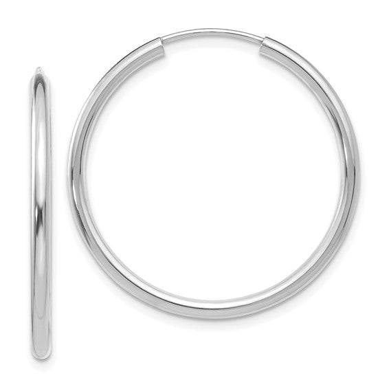14k White Gold Endless Hoop Earrings