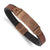Men's Stainless Steel Brushed Brown IP-Plated Brown Leather Bracelet