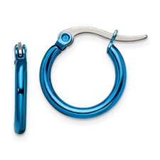 Stainless Steel Small Blue Hoop Earrings