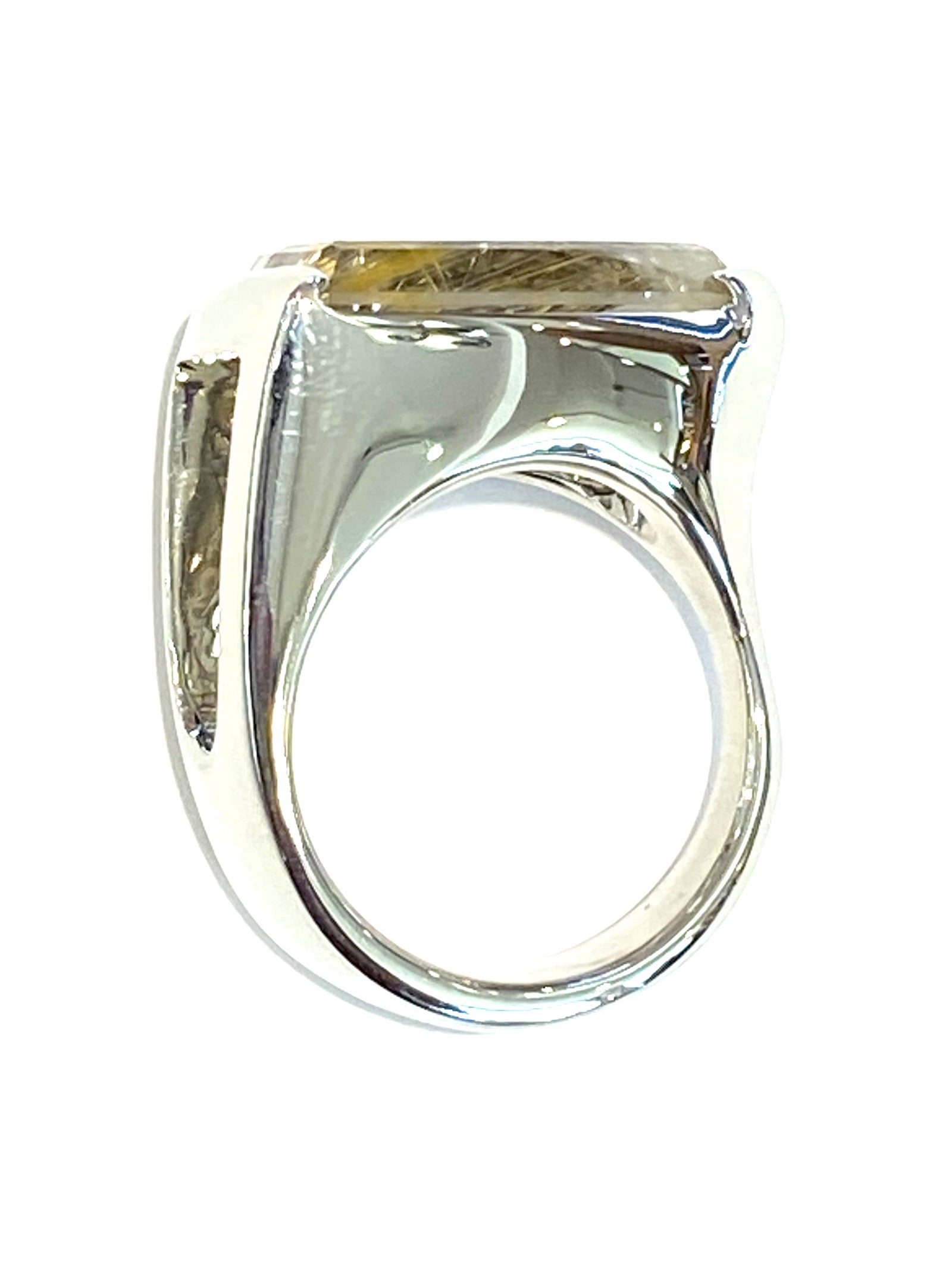 14k White Gold Rutilated Quartz Ring
