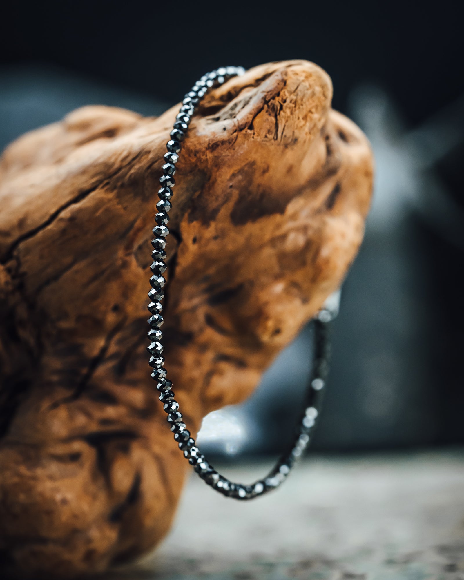 7 1/2" Black Diamond Single Strand Bracelet