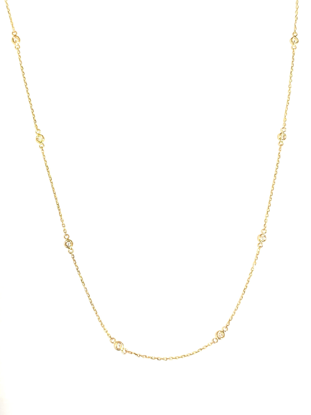 14k Yellow Gold Diamond Station Necklace
