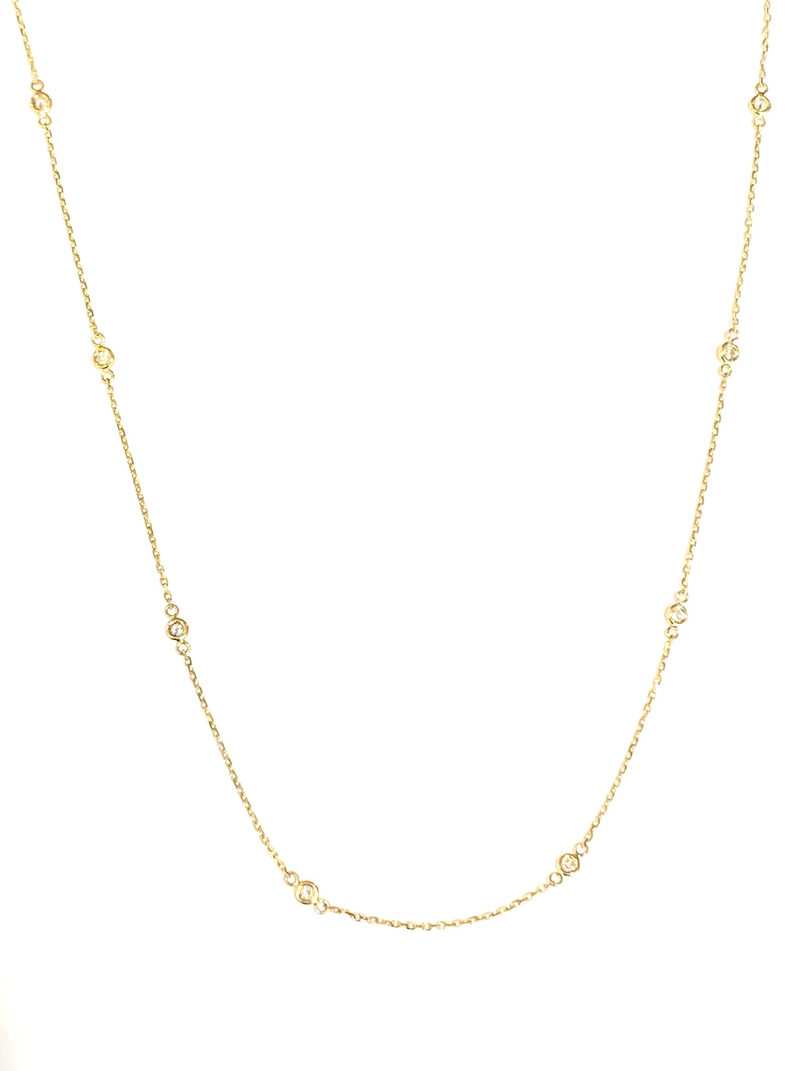 14k Yellow Gold Diamond Station Necklace