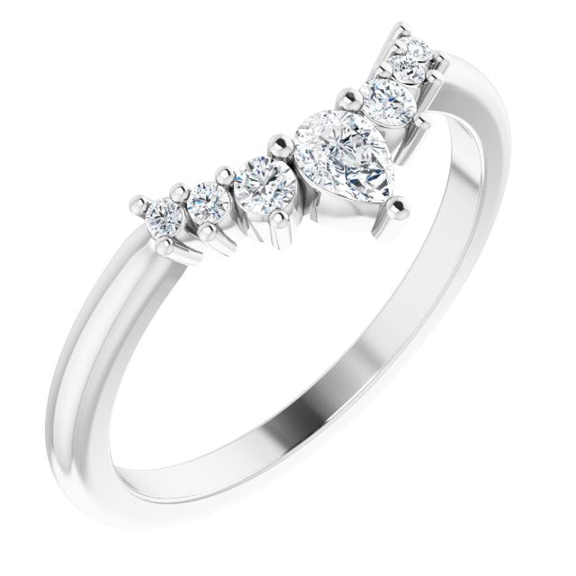 14k White Gold Diamond Contour Band