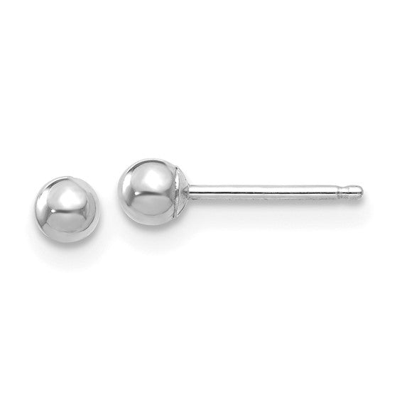 14k White Gold 3mm Ball Stud