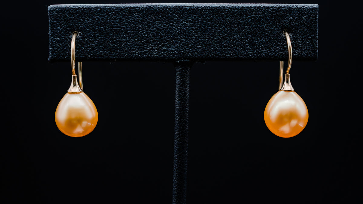 14k Yellow Gold South Sea Golden Pearl Earrings