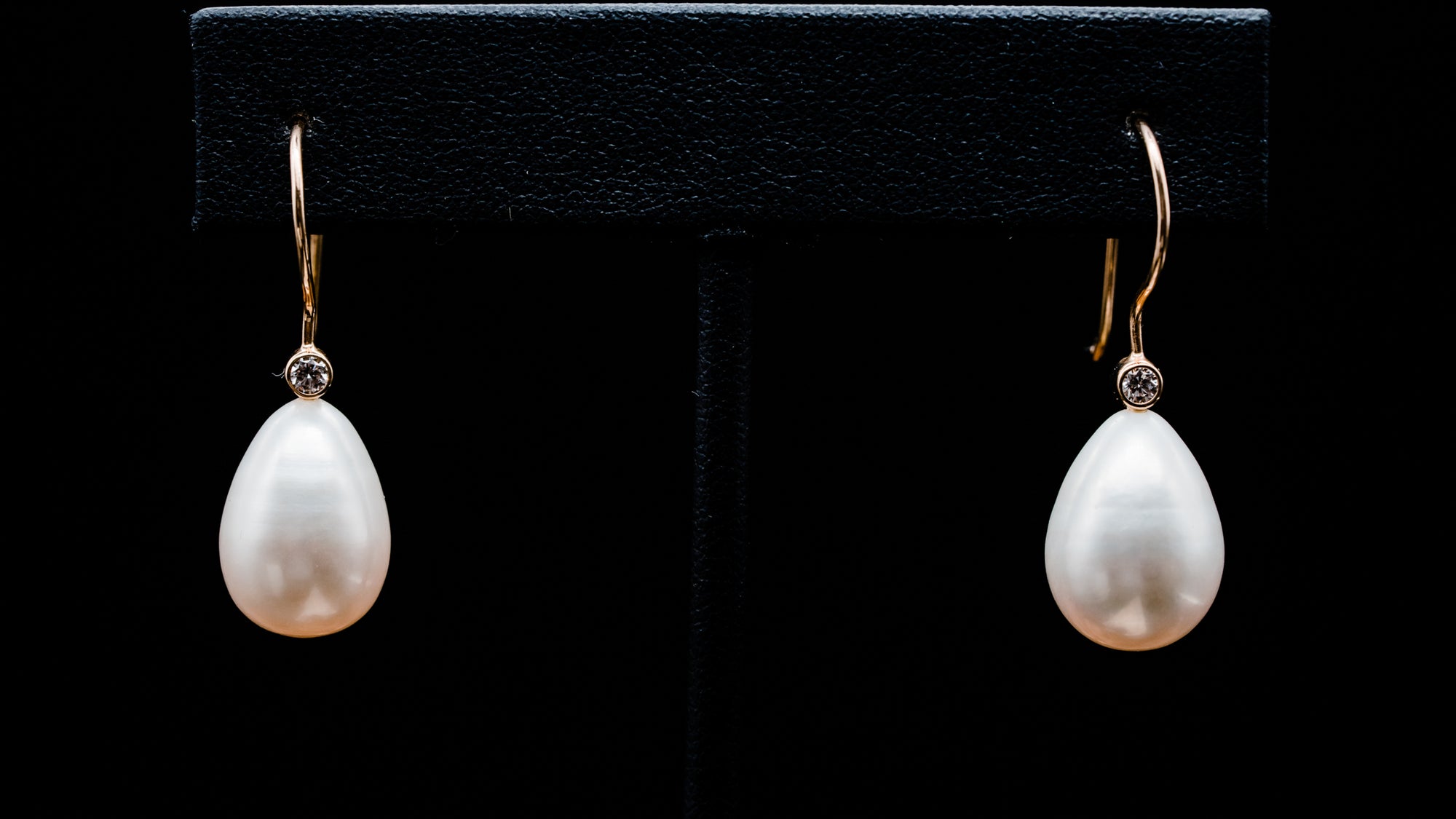 14k Yellow Gold Freshwater Pearl and Diamond Earrings