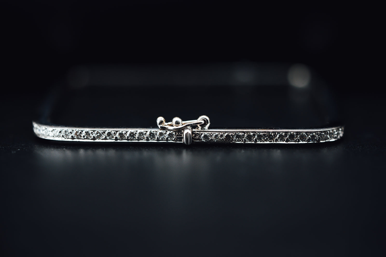 14k White Gold Square Hinged Diamond Bracelet