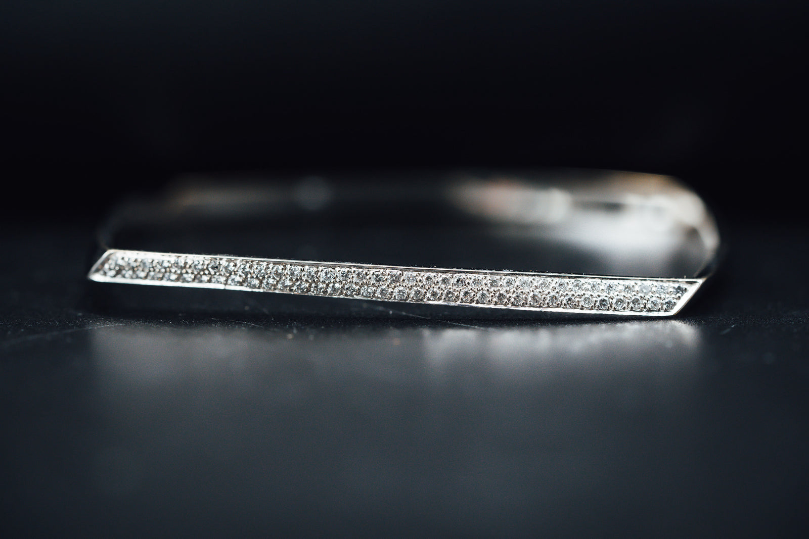 14k White Gold Diamond Square Bangle Bracelet