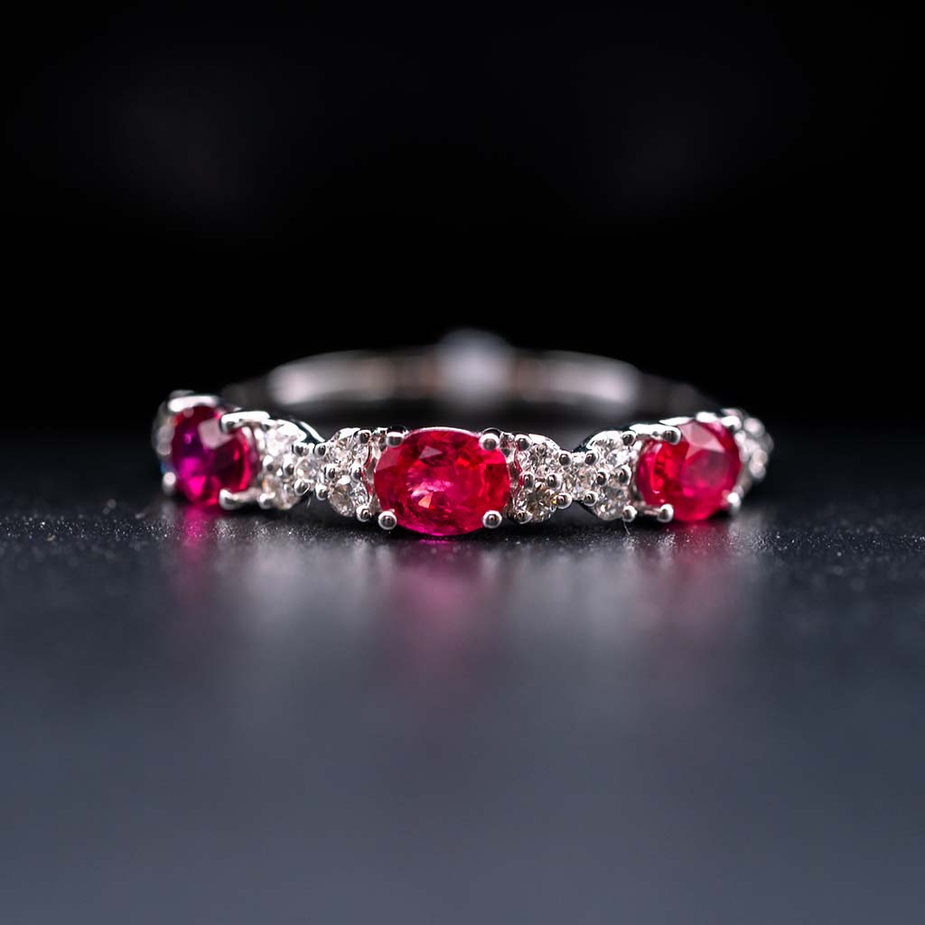 14k White Gold Ruby and Diamond Ring